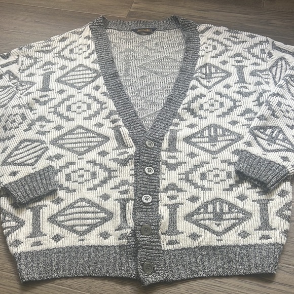 🔥serge Saint  Yves🔥 | Vintage grey and white patterned knit sweater cardigan - Picture 2 of 11